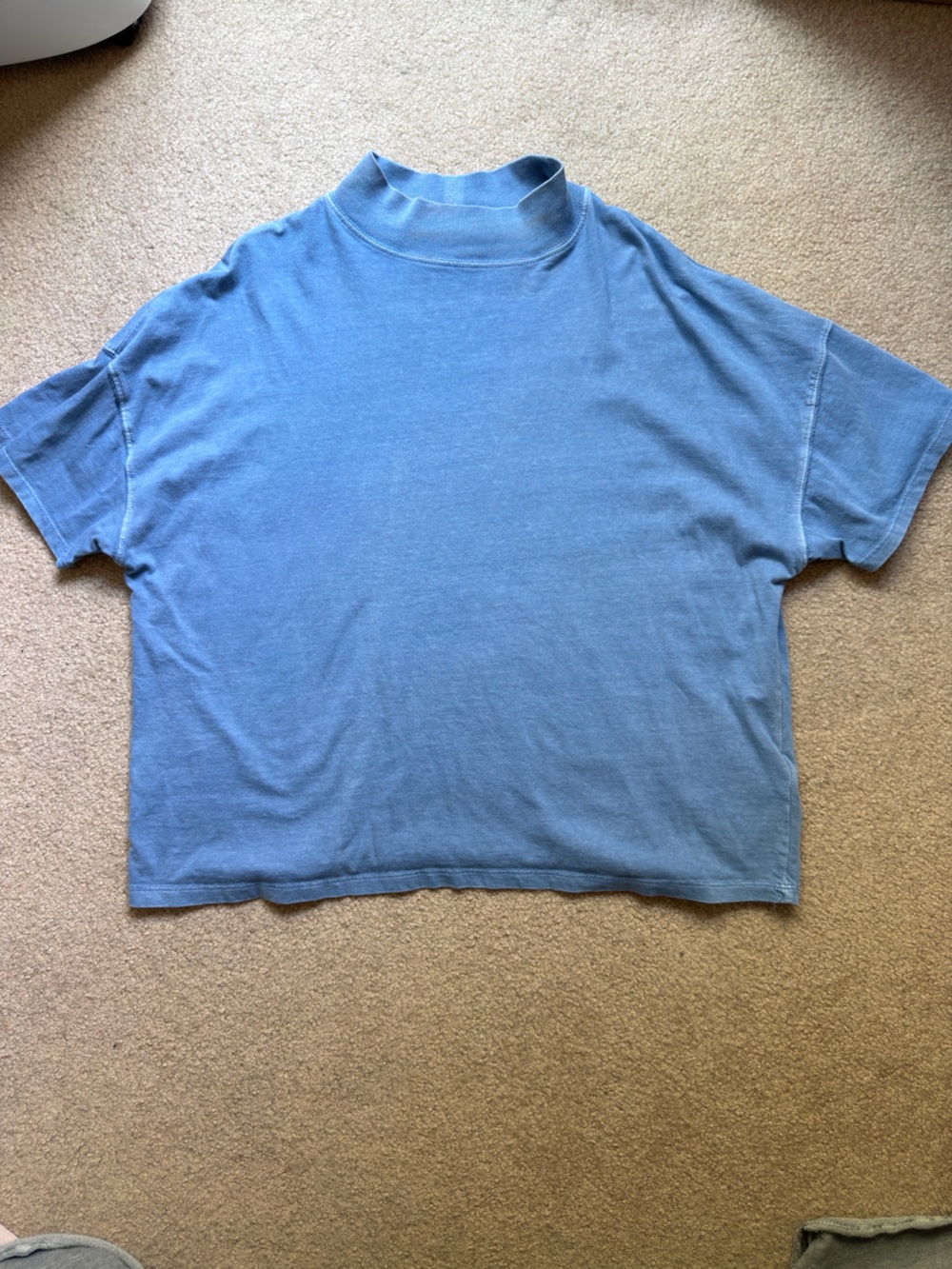 Free People We the Free Blue Oversized Mock Neck Tee